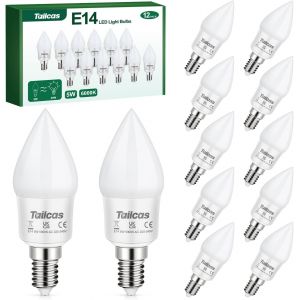 Ampoule Led E14,5w Ampoules E14 Blanc Froid 6000k,Équivalent Incandescente 40w,450lm C35 Ampoules Led E14 Bougie,Ampoule Économie D'énergie Avec Culot À Vis,Non Dimmable,Lot De 12 - Neuf