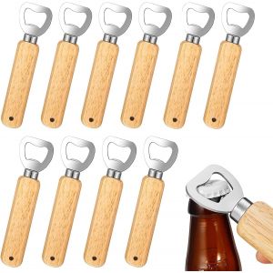 Letnerny-Ouvre-Bouteilles, 10 Pièces Poignée En Bois Ouvre-Bouteille De Bière Portable Durable Ouvre-Bouteille En Bois Naturel Grand Cadeau Pour Hommes - Neuf