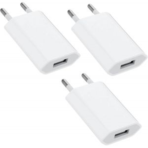LETNERNY-Chargeur Usb, 5V 1A Usb Pr Adaptateur Secteur, 3 Pi&egrave;ces Embout Chargeur Adaptateur Universel, Pr &Eacute;lectrique Compatible Avec Phone, Pad, Pod, Smartwatch, Tablette, &Eacute;couteurs - Neuf