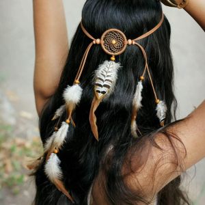 Bandeau Indien En Plumes Et Pompons Style Hippie, Vintage, Attrape-Rêves, Accessoire De Cheveux Pour Femmes Et Filles - Neuf