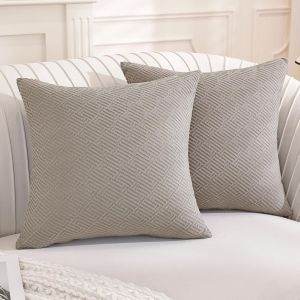 Cauc-Lot De 2 Decorative Housse Coussin 60x60, Housse De Coussin Super Doux Polyester, Cushion Covers Avec Fermeture Eclair Cach&eacute;, Pour Maison Salon Chambre Lit Clic Clac, Kaki - Neuf
