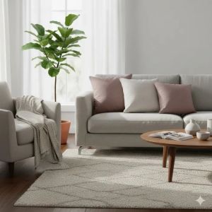 Coussin Uni Panama Noisette 40 X 40 Cm - Neuf