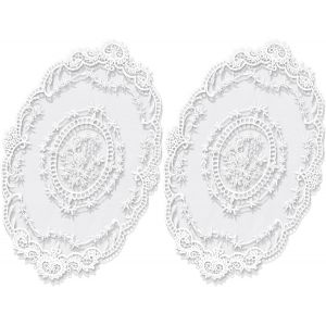 Eryi-Lot De 2 Sets De Table Rétro En Dentelle Française, Sets De Table À Broderie Florale Exquise, Napperons Au Crochet, Dessous De Verre, Tapis De Vase Pour La Décoration De La Maison (45 X 28 Cm) - Neuf