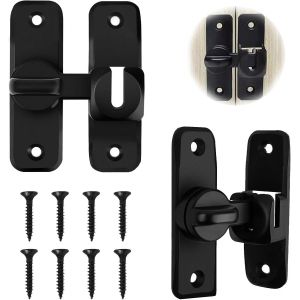 KALANKA-2 Paires Loquet Porte Verrou, Fermeture Porte Coulissante, Verrou Porte Coulissante, Serrure De Fermeture Porte Interieure, 90/180 Degrés Serrure De Porte,pour Porte Fenêtre,Placard Et Jardin - Neuf