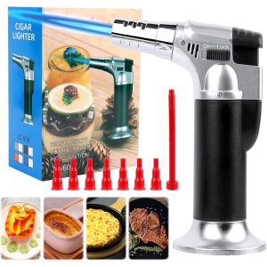 Eryi-Chalumeau Gaz Bricolage, Torche À Butane Avec Verrouillage De Sécurité, Brûleur À Flamme, Chalumeau Gaz Cuisine Pour Cuisson Bbq Crème Brûlée (Butane Non Inclus) - Neuf