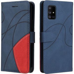 SJZG-Coque Pour Samsung Galaxy A71 5G, Etui En Cuir Pu Portefeuille Housse Fermeture Magn&eacute;tique Und Flip Protection Case Avec Antichoc Tpu, Etui &Agrave; Rabat, Fentes Pour Cartes (Bleu) - Neuf
