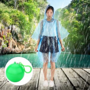 Impermeable Spherique En Plastique Avec Porte-Cles, Impermeable Portable Jetable (Vert) - Neuf