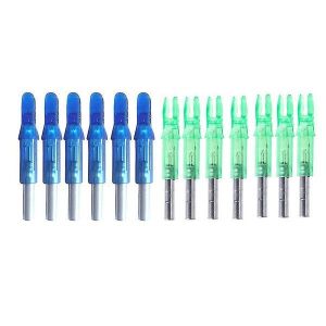 Lot De 12 Encoches De Flèches Lumineuses À Led ¿ Abs Durable, Étanche, Éclairage 48 H, Sans Interrupteur, Compatible Avec Les Flèches De 6,2 Mm ¿ Options Vert Et Bleu - Neuf