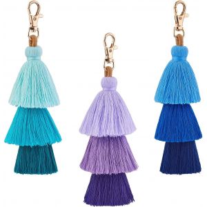 Kal-3 Pi&egrave;ces Gland Sac Charme Porte-Cl&eacute;s, Porte-Cl&eacute;s &Agrave; Breloque Glands, Charme De Glands Color&eacute;s, Porte-Cl&eacute;s De Voiture Pour Femme, Taille Unique - Neuf