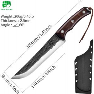 Boning Knife With Case,High Carbon Steel Boning Knife For Fishing,Home,Camping And Bbq (Brown,17cm) - Neuf
