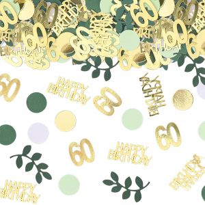 Confettis d&iquest;&iquest;coratifs pour 60 ans - Grande taille - 2,5 &iquest;&iquest; 5,5 cm - D&iquest;&iquest;coration pour 60 ans - Pour 60 ans - D&iquest;&iquest;coration de table - Vert dor&iquest;&iquest; - D&iquest;&iquest;coration pour 60 ans - D&iquest;&iquest;coration pour 60e - Neuf
