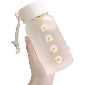 Petite Bouteille D'eau De 500 Ml En Plastique Transparent Givré Avec Corde Portable Pour L'école,La Maison,Le Bureau,Les Voyages,Le Sport,Le Yoga,La Gym - Neuf