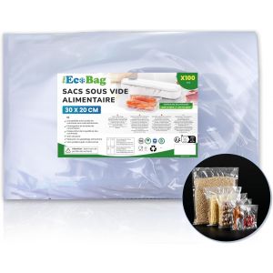 Sac sous vide alimentaire compatible avec chaque machine sous vide alimentaire- 30x20 -Sac sous vide de 100pcs- Alternative rouleau sous vide alimentaire - sac sous vide alimentaire sans BPA - Neuf