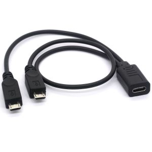 C&acirc;ble R&eacute;partiteur Usb 2.0 Type C Femelle Vers Double Micro Usb M&acirc;le (2 C&acirc;bles D'Extension R&eacute;partiteurs Micro Usb 30,5 Cm / 20,3 Cm) &iquest; 3,5 M[Z749] - Neuf