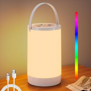 Subzonal-Lampe De Chevet Tactile Veilleuse, Dimmable Lampes De Table Sans Fil Rechargeable Avec Blanc Chaud Et Rgb &iquest;Couleurs, Pour Chambre Enfant, Salon,Camping,Cadeau,2200 Mah - Neuf