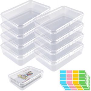 Kalanka-8 Pi&egrave;ces Bo&icirc;te &Agrave; Cartes &Agrave; Jouer, Boite Rangement Carte, Petite Boites Plastique, &Eacute;tuis De Rangement Vides, Avec 160 Etiquettes En Couleur, Pour Perles, Bancaires Cartes De Visite, Carte &Agrave; Jou - Neuf