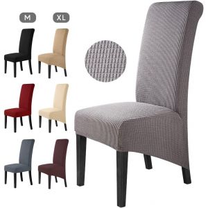 Eryi-Housse De Chaise 4 Pièces Salle À Manger Jacquard Extensible Xl Amovible Lavable Couverture De Chaise Universelle Protection De Chaise Pour Mariage,Cuisine, Banquet-Grande (Gris, 4pièces)-Xl - Neuf