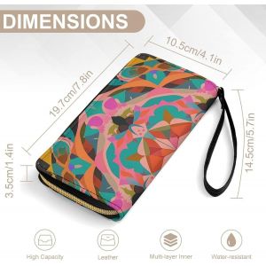 Portefeuille Long Multi-Poches En Cuir Pour Femme - Motif Boh&egrave;me Color&eacute; - Portefeuille Ultra Fin Avec Poche &Agrave; Fermeture &Eacute;clair Pour Le Magasinage Et Le Travail - Style Moderne - 19,7 X 10,5 Cm, - Neuf