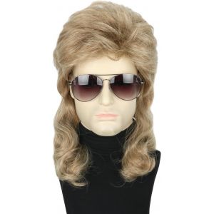 Ershi-Perruques Pour Homme Des Années 80 - Marron Clair - Longue Et Bouclée - Pour Halloween - Costume De Fête Amusante[607] - Neuf