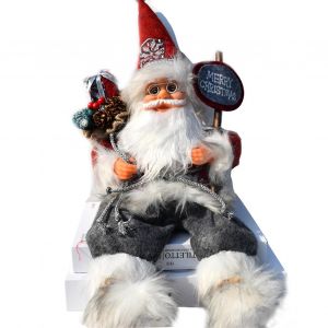 Assis Père Noël marionnette Noël fête fournitures super mignon en peluche - Neuf