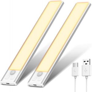 Rechargeable Led Lighting For Indoor Closet, Wireless, Dimmable Motion Detector Lamp, Led Light For Kitchen Staircase (20.5 Cm-2 Pieces, 3000 K) - Neuf