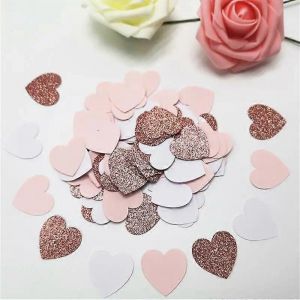 100pcs Glittler Rose Gold 3cm Coeur Papier Confettis Mariage Carte Papier Contits Anniversaire Fournitures Fête Bébé Shower Décor - Neuf