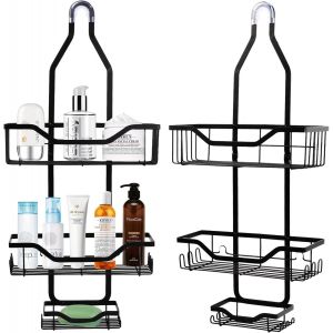 Étagère de Douche à Suspendre, Panier de Douche à Suspendre Sur la Tête avec Crochet et Plateau de Savon Rangement Douche Sans Percage pour Salle de Bain - Neuf