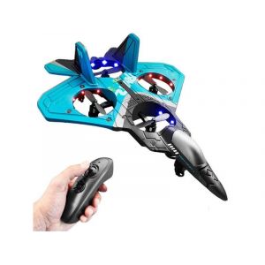 Avion de voltige t&eacute;l&eacute;command&eacute; V17 2,4 GHz avec lumi&egrave;res LED - Bleu - Neuf