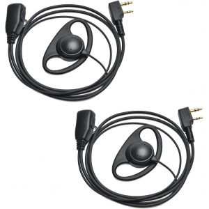 Oreillette Talkie Walkie Casque Ecouteur en Forme de D 2 Broches avec Micro PTT pour Radio UV-5R UV-82 UV888S GT3TP Kenwood TK-2107 TK-3107 Retevis RT24 Kit Radio (Paquet de 2) - Neuf
