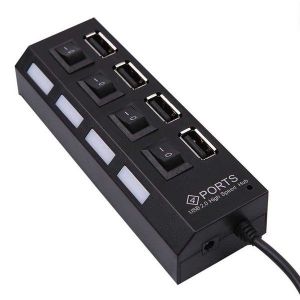 Hub r&eacute;partiteur USB 4 ports avec interrupteur marche/arr&ecirc;t pour ordinateur portable - Neuf