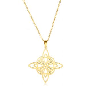 Kal-Collier Noeud De Sorci&egrave;re Pour Femme En Acier Inoxydable Avec Pendentif Noeud Celtique Irlandais &Agrave; 4 Pointes - Neuf