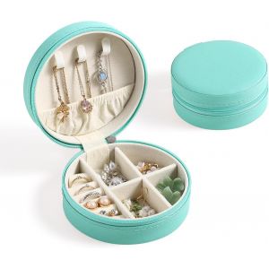 Bo&icirc;te De Rangement &Agrave; Bijoux Portable Avec Fermeture &Eacute;clair Pour Bagues, Boucles D'oreilles, Colliers Et Bracelets, 2 Pi&egrave;ces, Bleu - Neuf