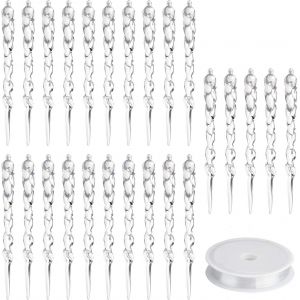 Lot de 25 glaçons en cristal acrylique, décorations pour sapin de Noël, décorations d'intérieur pour sapin de Noël - Neuf