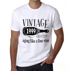 Homme Tee-Shirt Vieillissement Comme Un Bon Vin 1999 - Aging Like A Fine Wine 1999 - 25 Ans T-Shirt Graphique Id&eacute;e Cadeau 25e Anniversaire Vintage Ann&eacute;e 1999 Nouveaut&eacute; - Neuf