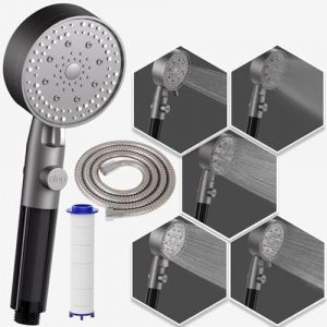 Pommeau de douche avec filtre, pommeau de douche haute pression, pommeau de douche avec flexible de 1,5 m, poign&eacute;e - Neuf