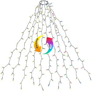 Guirlande Lumineuse De Noël 3m Avec Cercle Et 10 Guirlandes, 350 Leds Pour Sapin De 210cm À 350cm, Décoration De Noël Intérieur Extérieur, Blanc Chaud & Multicolore - Neuf