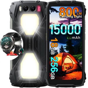 Blackview BV7300 Smartphone Incassable 6.67" 256Go 50MP 15000mAh Noir avec Smartwatch Blackview W50 Pro - Neuf