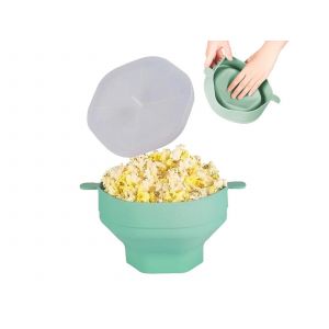 Bol Pliable En Silicone Pour Micro-Ondes Avec Couvercle - Vert - Neuf