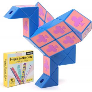 KALANKA-Cube Serpent Magique avec thème Poker, 36 Blocs de Cube Serpent Rapide pour remplir Les Sacs de fête pour Les Enfants, Casse-tête éducatif Serpent Jouets Amusants Cadeaux de fête (Bleu) - Neuf