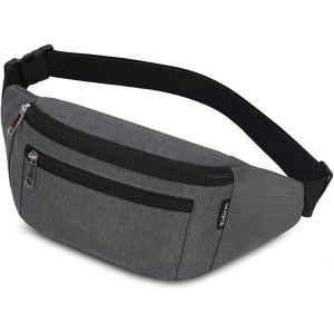 KALANKA-Sac Banane, Sac à la Taille Ceinture de Course Homme Femme Sac Sacoche Banane Sac à Dos Sac Poitrine Etanche Réglable pour Cyclisme Gym Balade Escalade Voyage Randonnée Vacances (Gris foncé) - Neuf