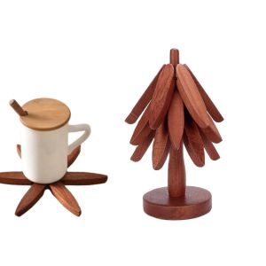 Lot De 4 Dessous De Verre En Bois Avec Support, R&eacute;sistants &Agrave; La Chaleur, Pour Plats Et Boissons Chauds - Neuf