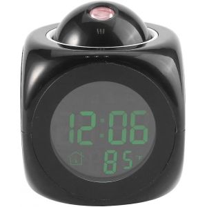 Réveil numérique LCD avec affichage de la température intérieure, projection de l'heure, voix parlée, rétroéclairage bleu ou vert - Neuf