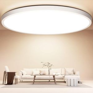 KAL-Ouila Ø40Cm Led Plafonnier, 4000K Plafonnier Led 36W 3600Lm Luminaire Plafonnier Ip44 Lampe Plafond, Plafonnier Led Salle De Bain Pour Chambre, Cuisine, Salon, Balcon, Bureau, Porche - Neuf