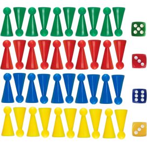 Eryi-Lot De 40 Cônes De Jeu Jeux De Pions De En Plastique Multicolores, Pions De Table Avec Dés Pions De Jeux, 4 Couleurs - Neuf