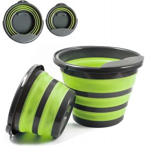 Seau pliable,paquet de 2 seaux en plastique pliables de nettoyage avec filtre amovible,seau de maison pour l'extérieur,le jardinage,la randonnée,le camping,les voyages,l'économie d'espace - Neuf