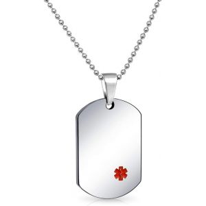 Kal-Collier D'identification M&eacute;dicale Unisexe Personnalisable Plaque D'identification M&eacute;dicale Collier En Acier Pour Hommes Femmes Cha&icirc;ne De 20 Pouces Sm Med Lg - Neuf