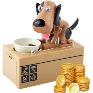 TZF-Tirelire Chien Affamé, Tirelire en Forme de Chien Affamé, Tirelire Electronique Enfant, Tirelire Chien Économiser,Tirelire Jouet à Croquer Cadeau d'Anniversaire pour Enfants Fille Garçon-Marron - Neuf