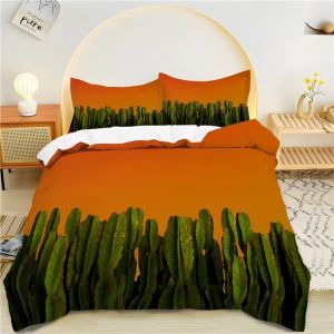 Housse De Couette X Orange, Cactus Parure De Lit Personnes Microfibre Doux Respiran Housse Couette Avec Fermeture &iquest;&iquest;Clair, Ensemble De Literie Avec Taie D'oreillers X Cm - Neuf