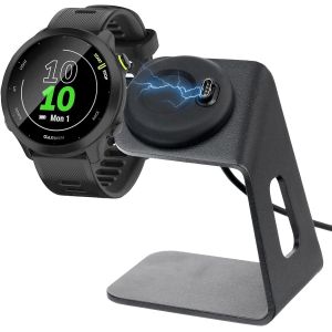 KALANKA-Chargeur & Support Compatible avec Garmin Forerunner/F&iquest;nix/Venu/Instinct/Vivoactive, Station de Charge + Support en Alliage d&iquest;Aluminium D&eacute;tachable, Recharger Dock avec 100cm C&acirc;ble USB - Neuf