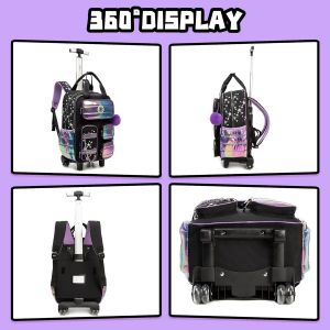 Cartable A Roulette Fille, Sac A Roulette Voyage Enfant Fille Primaire Cp Ce1 Ce2 Cm1 - Neuf